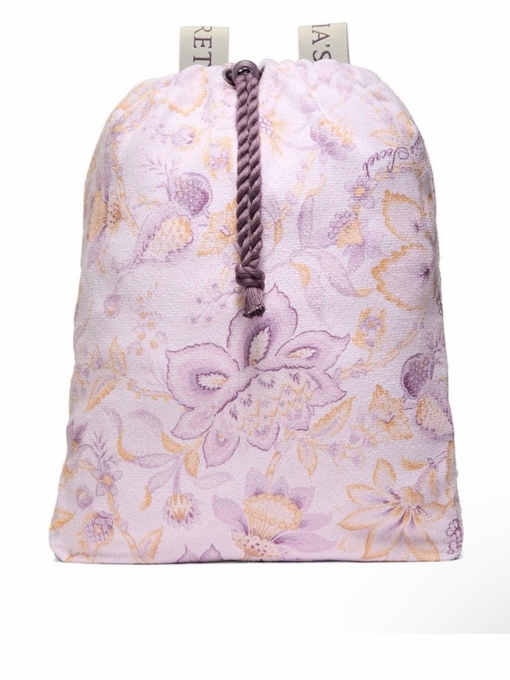Victoria's Secret Lavender and Cream Floral Drawstring Bag